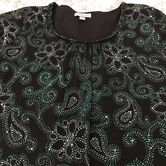 🪻Croft & Barrow S/S Blouse | Black/Green | Size 3X - Picture 7 of 11